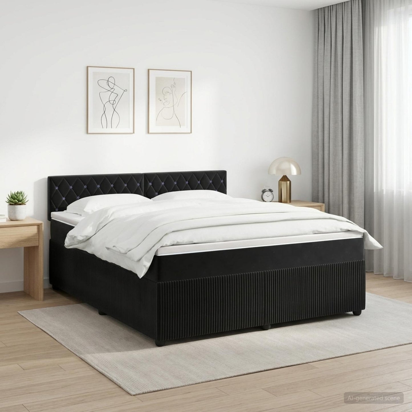 vidaXL Κρεβάτι box spring με στρώμα Μαύρο 180 x 200 cm Βελούδο