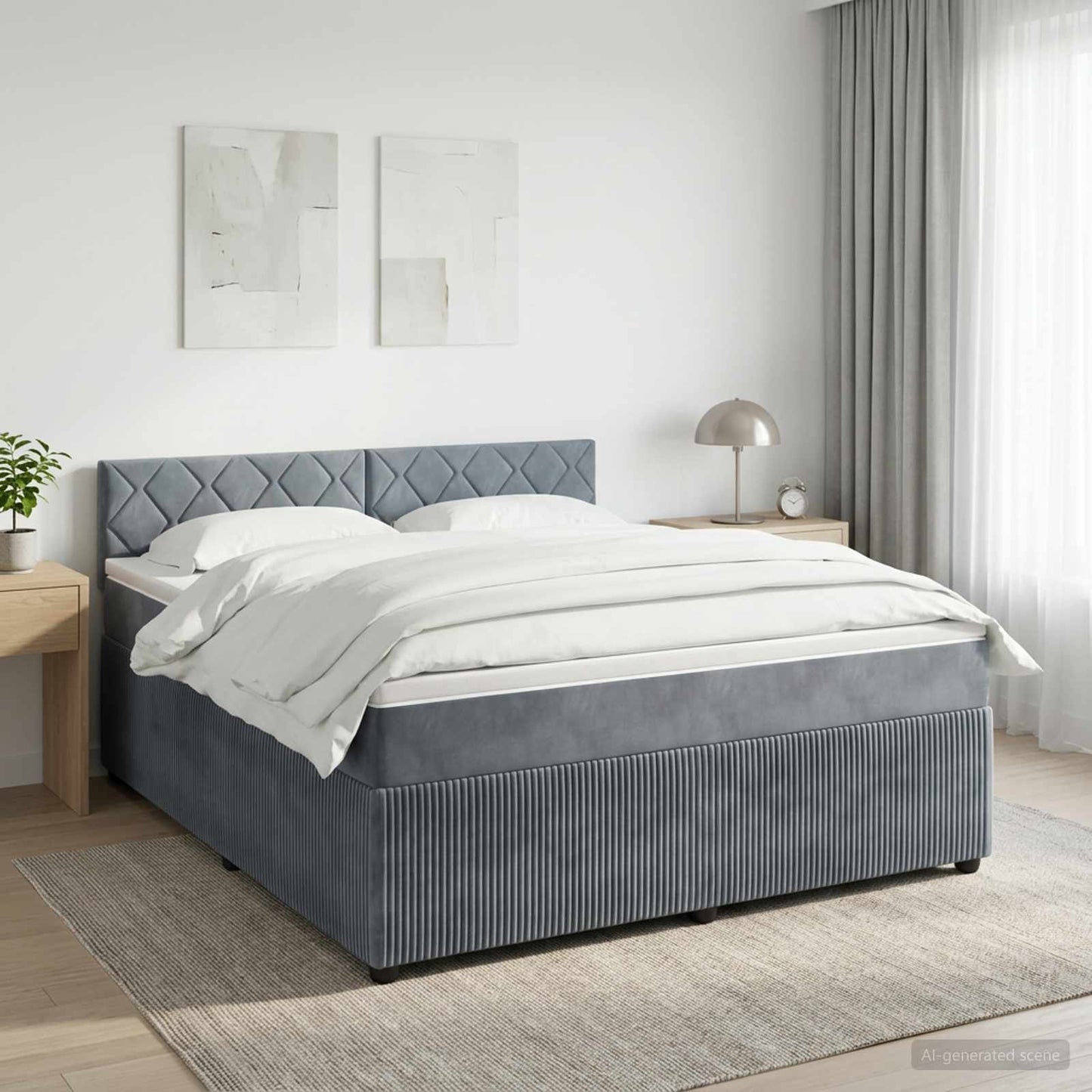 vidaXL Κρεβάτι box spring με στρώμα Σκούρο Γκρι 180 x 200 cm Βελούδο