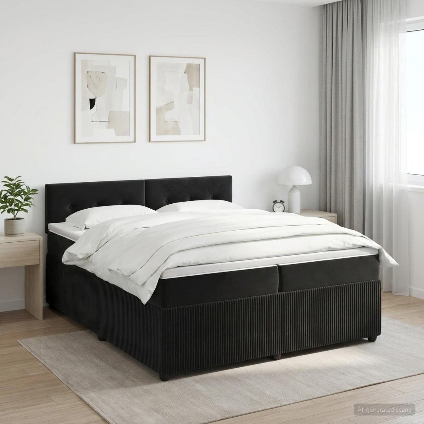vidaXL Κρεβάτι box spring με στρώμα Μαύρο 200 x 200 cm Βελούδο