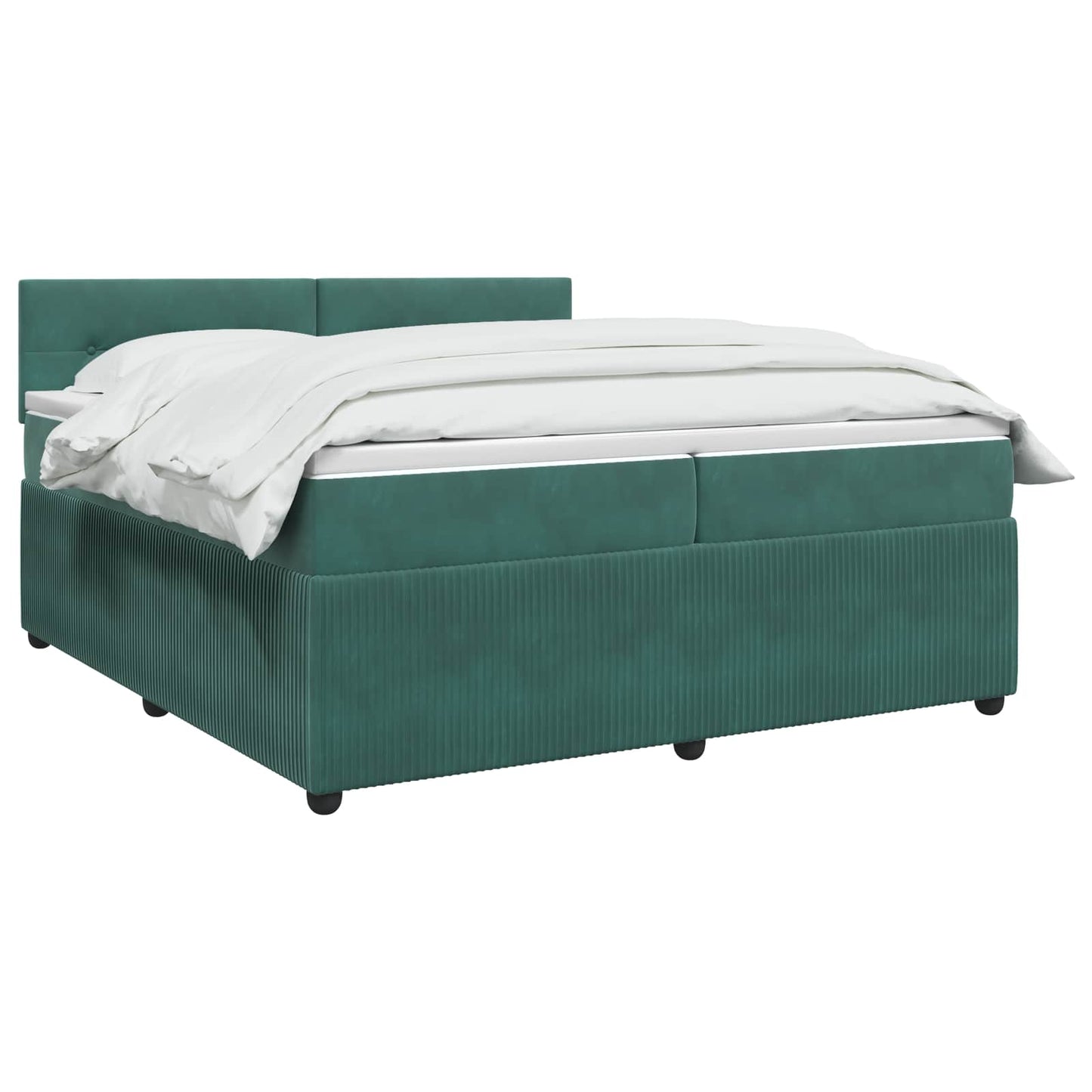 vidaXL Κρεβάτι box spring με στρώμα Σκούρο Πράσινο 200 x 200 cm