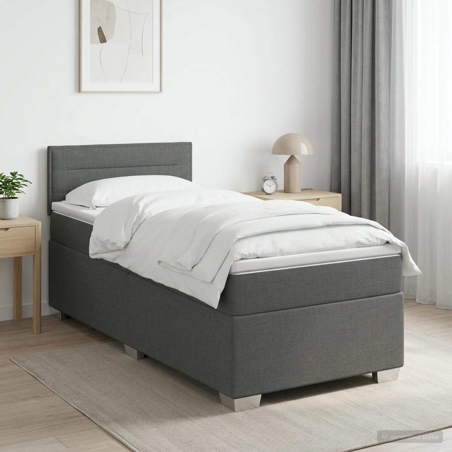 vidaXL Κρεβάτι Box Spring με Στρώμα και LED Σκούρο Γκρι 80 x 200 cm