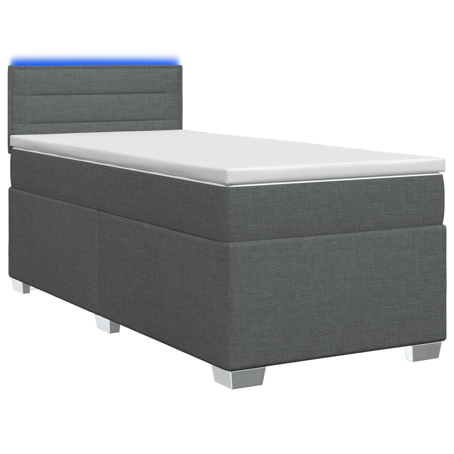 vidaXL Κρεβάτι Box Spring με Στρώμα και LED Σκούρο Γκρι 80 x 200 cm