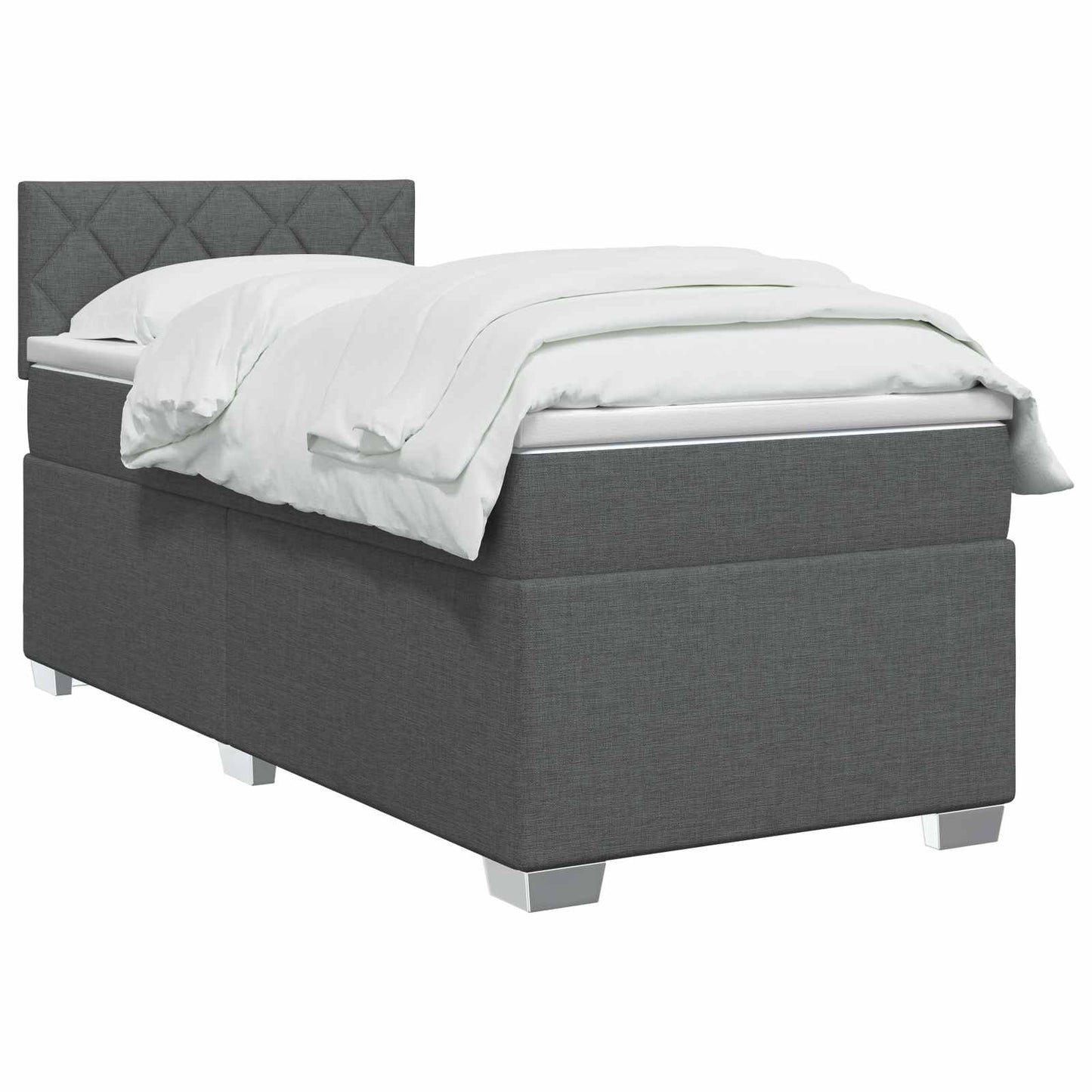 vidaXL Κρεβάτι Box Spring με Στρώμα και LED Σκούρο Γκρι 80 x 200 cm