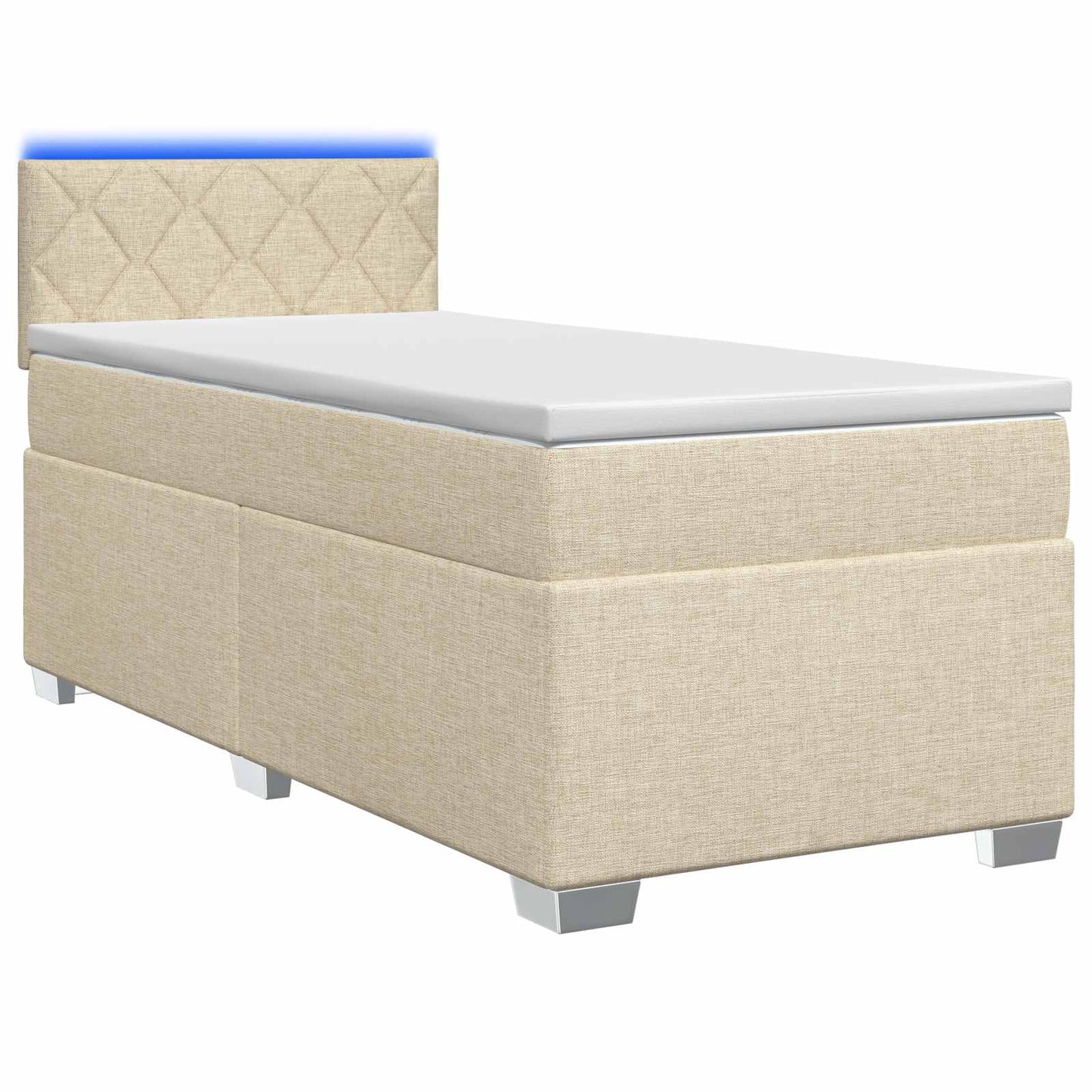 vidaXL Κρεβάτι Box Spring με Στρώμα και LED Κρεμ 80 x 200 cm Ύφασμα