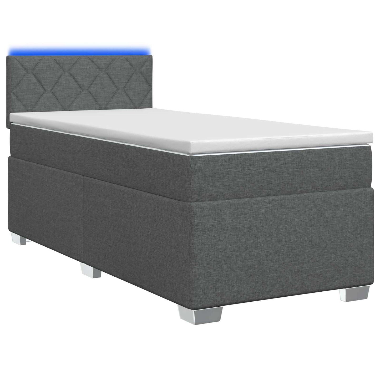 vidaXL Κρεβάτι Box Spring με Στρώμα και LED Σκούρο Γκρι 90 x 200 cm