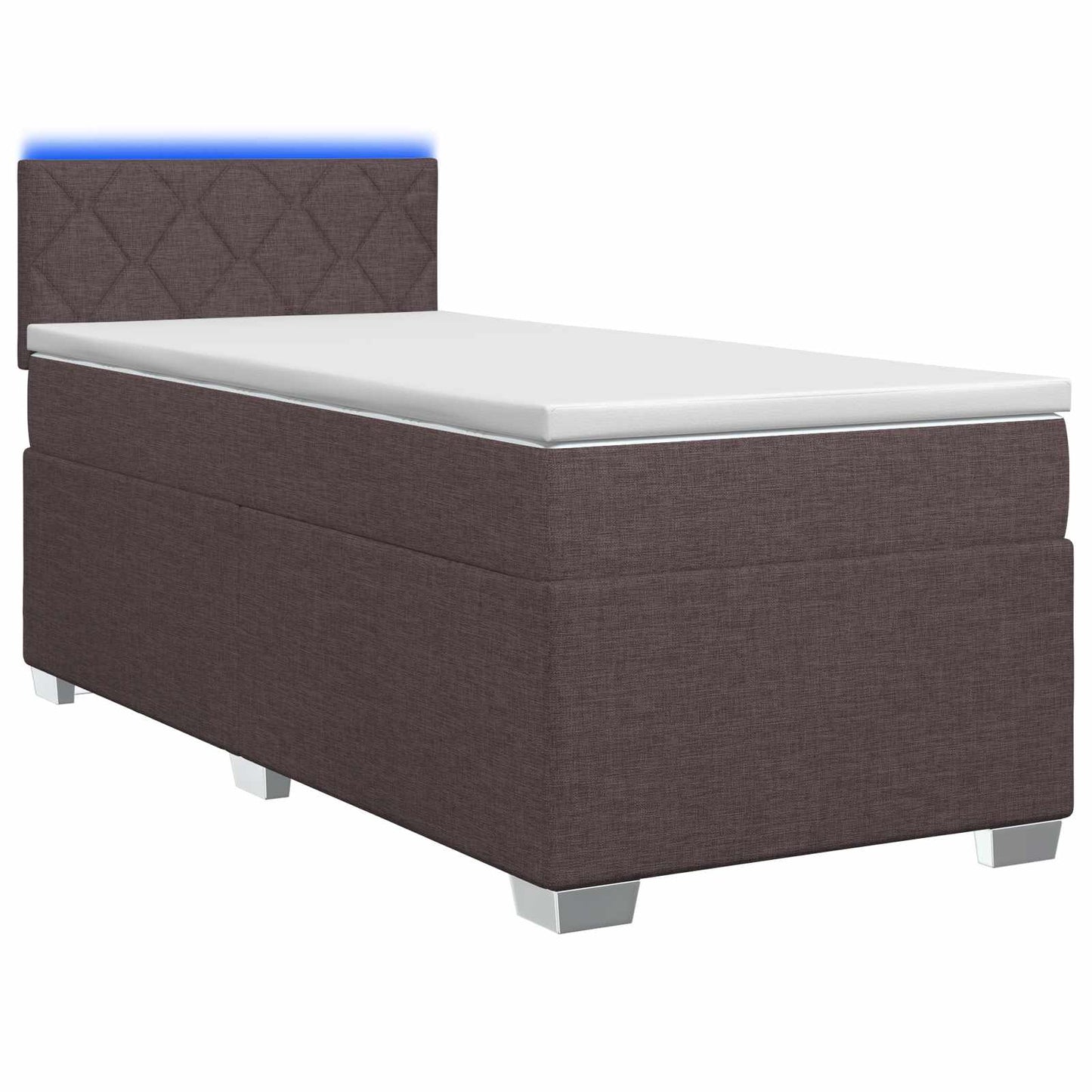 vidaXL Κρεβάτι Box Spring με Στρώμα και LED Σκούρο Καφέ 90 x 200 cm