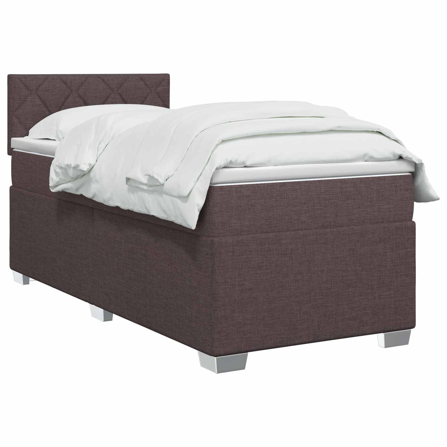 vidaXL Κρεβάτι Box Spring με Στρώμα και LED Σκούρο Καφέ 90 x 200 cm