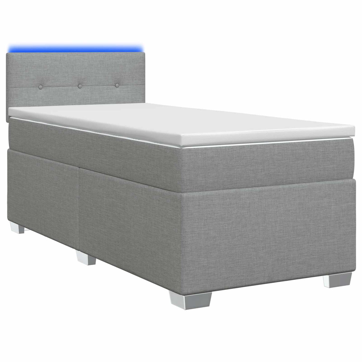 vidaXL Κρεβάτι Box Spring με Στρώμα και LED Ανοιχτό γκρι 100 x 200 cm