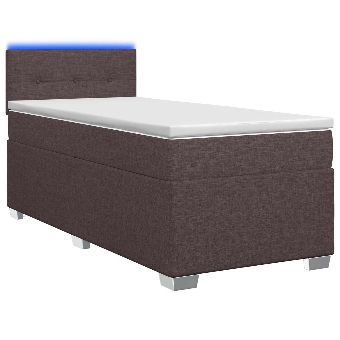 vidaXL Κρεβάτι Box Spring με Στρώμα και LED Σκούρο Καφέ 100 x 200 cm
