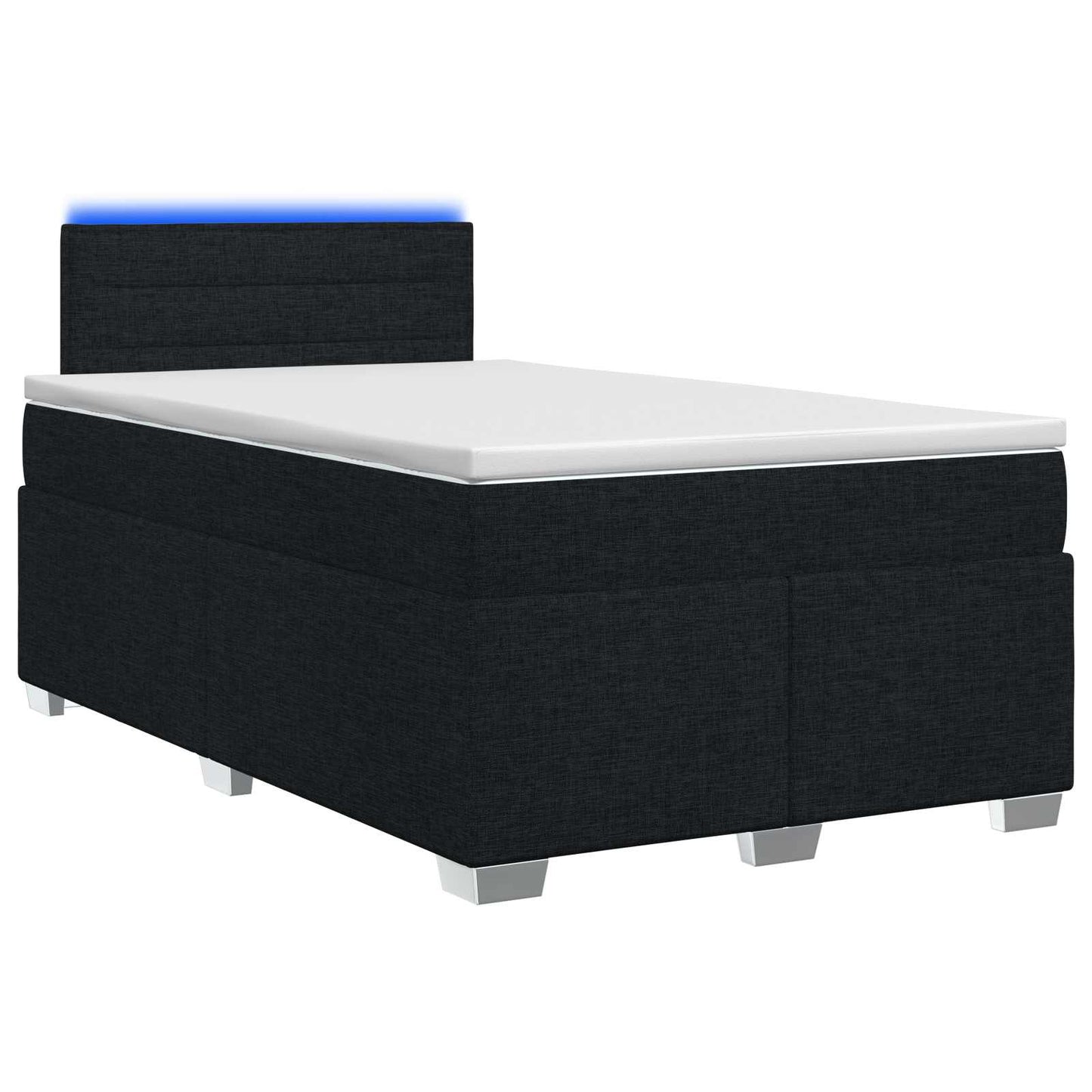 vidaXL Κρεβάτι Box Spring με Στρώμα και LED Μαύρο 120 x 200 cm Ύφασμα