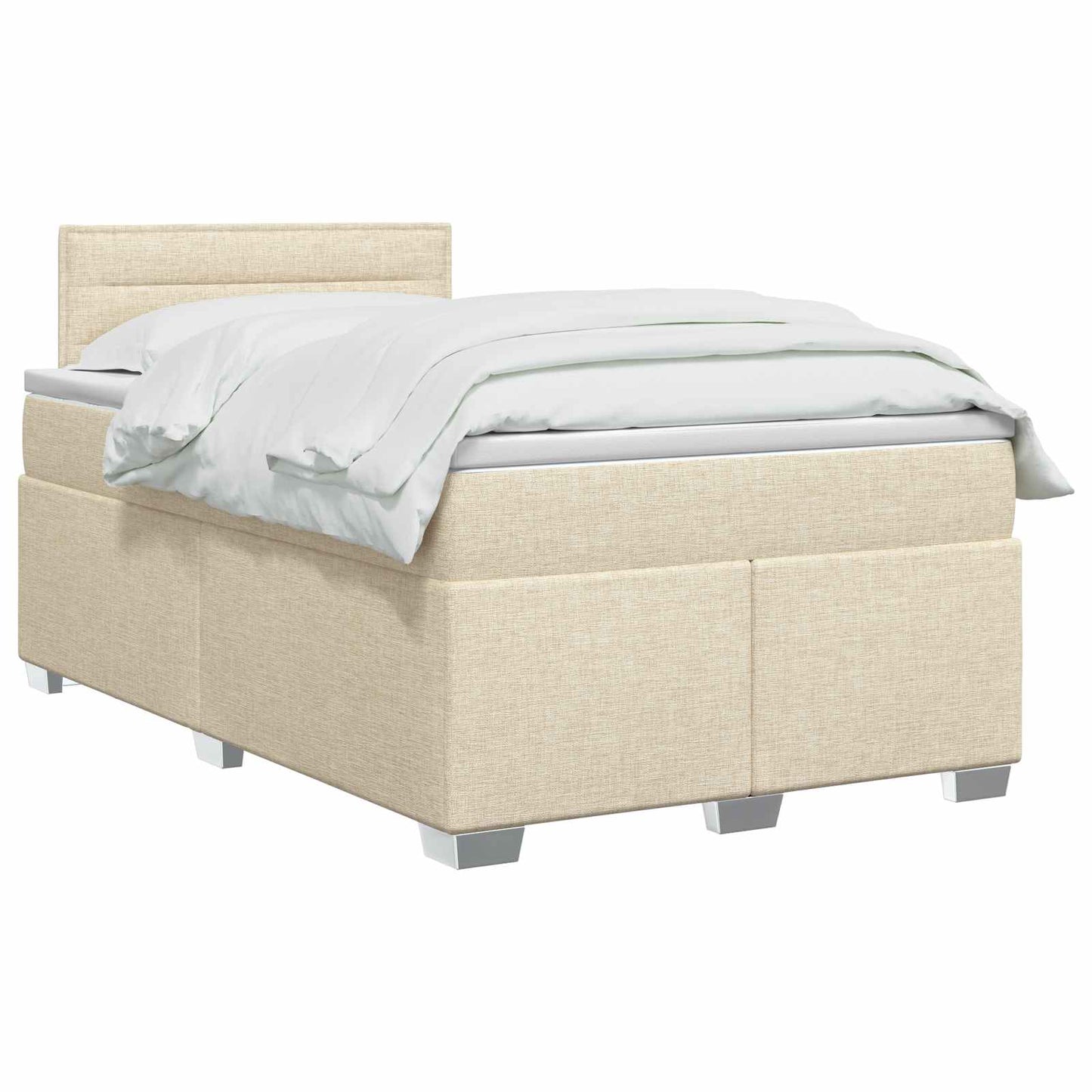 vidaXL Κρεβάτι Box Spring με Στρώμα και LED Κρεμ 120 x 200 cm Ύφασμα