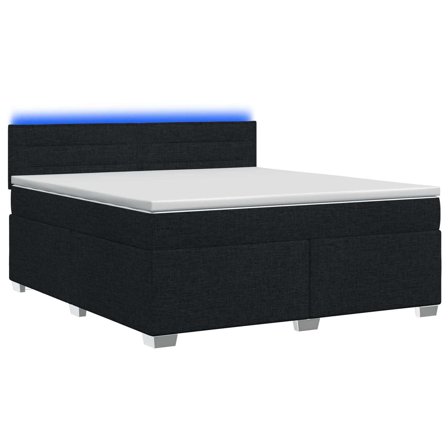 vidaXL Κρεβάτι Box Spring με Στρώμα και LED Μαύρο 140 x 190 cm Ύφασμα