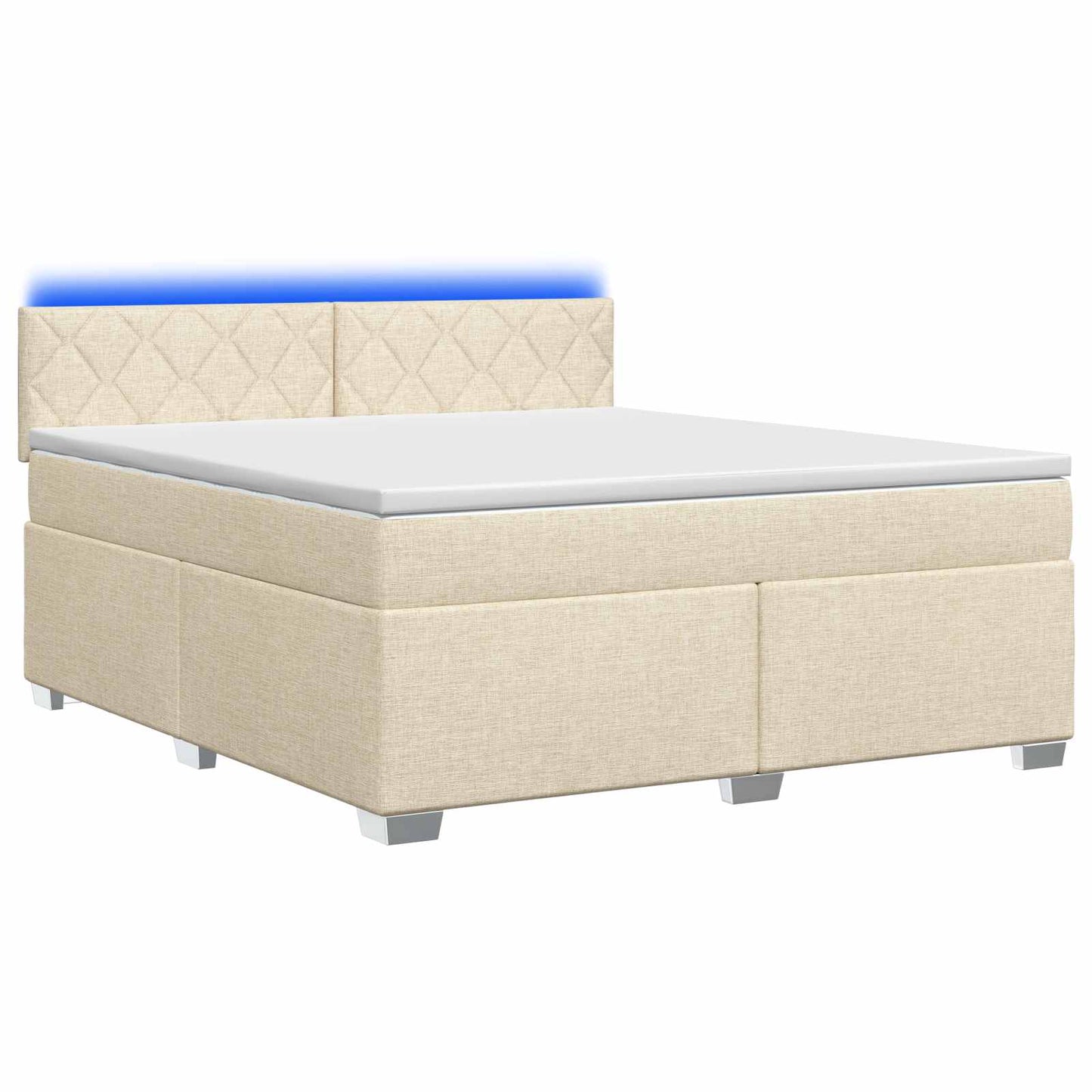 vidaXL Κρεβάτι Box Spring με Στρώμα και LED Κρεμ 140 x 190 cm Ύφασμα