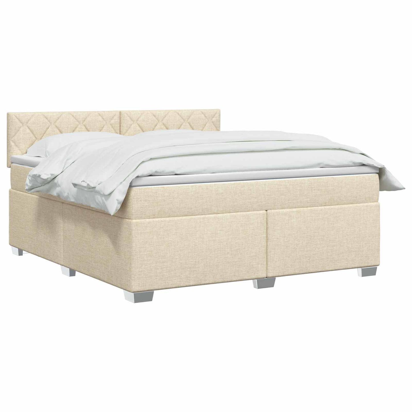 vidaXL Κρεβάτι Box Spring με Στρώμα και LED Κρεμ 140 x 190 cm Ύφασμα