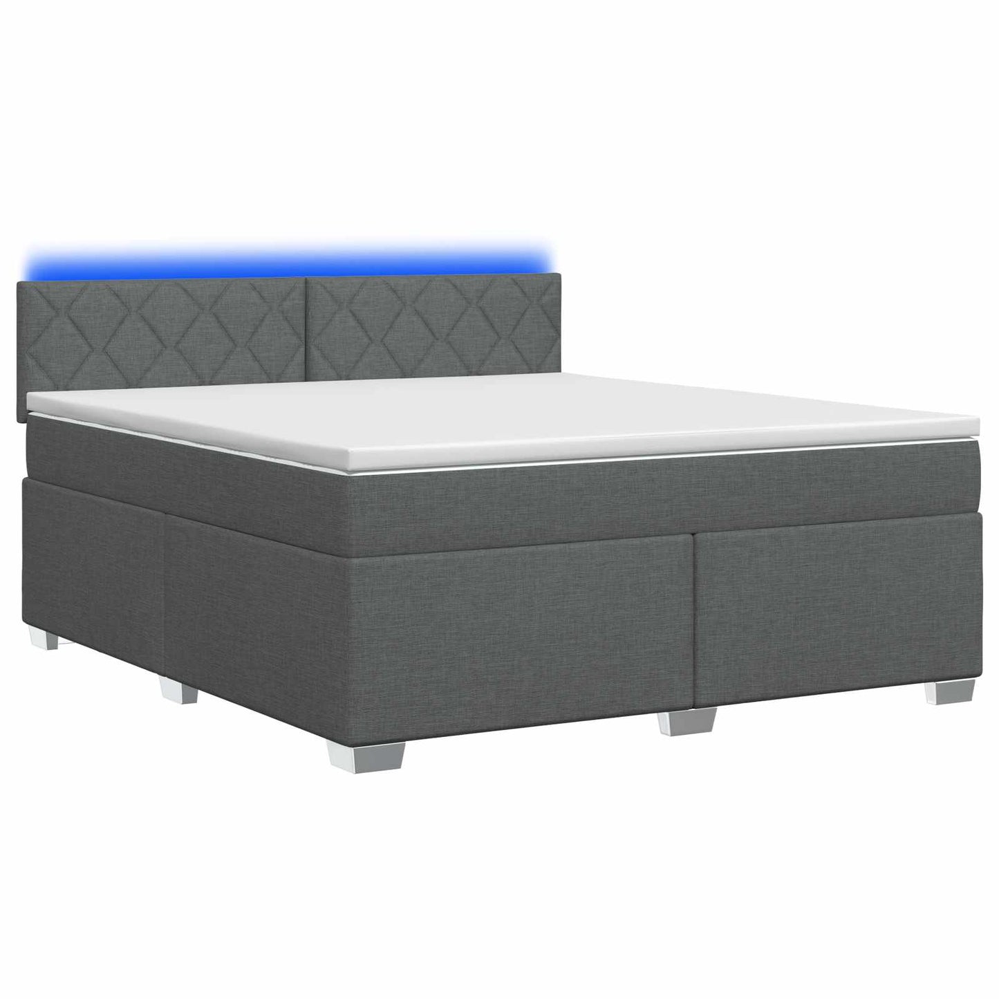 vidaXL Κρεβάτι Box Spring με Στρώμα και LED Σκούρο Γκρι 140 x 200 cm