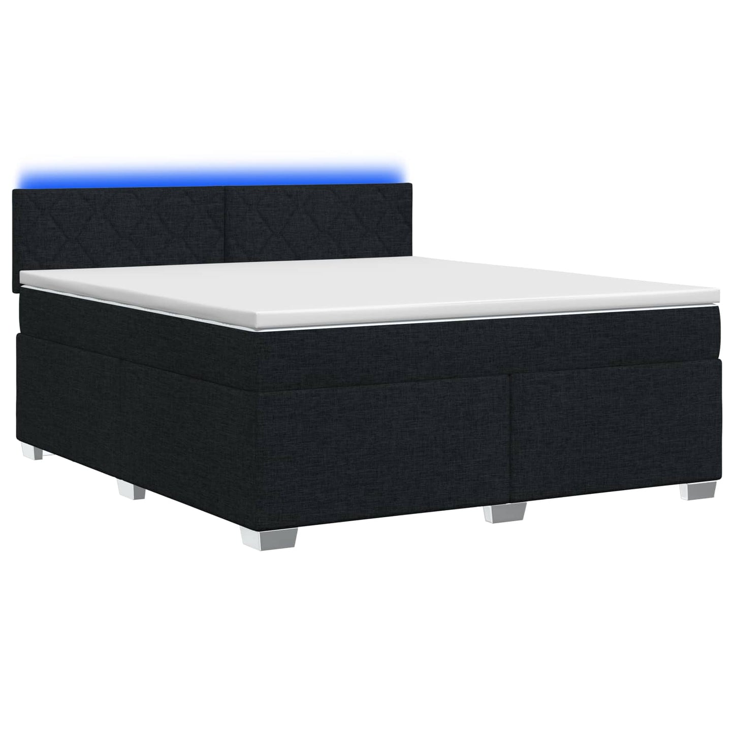 vidaXL Κρεβάτι Box Spring με Στρώμα και LED Μαύρο 140 x 200 cm Ύφασμα
