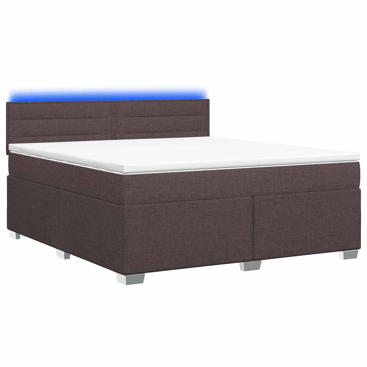 vidaXL Κρεβάτι Box Spring με Στρώμα και LED Σκούρο Καφέ 180 x 200 cm