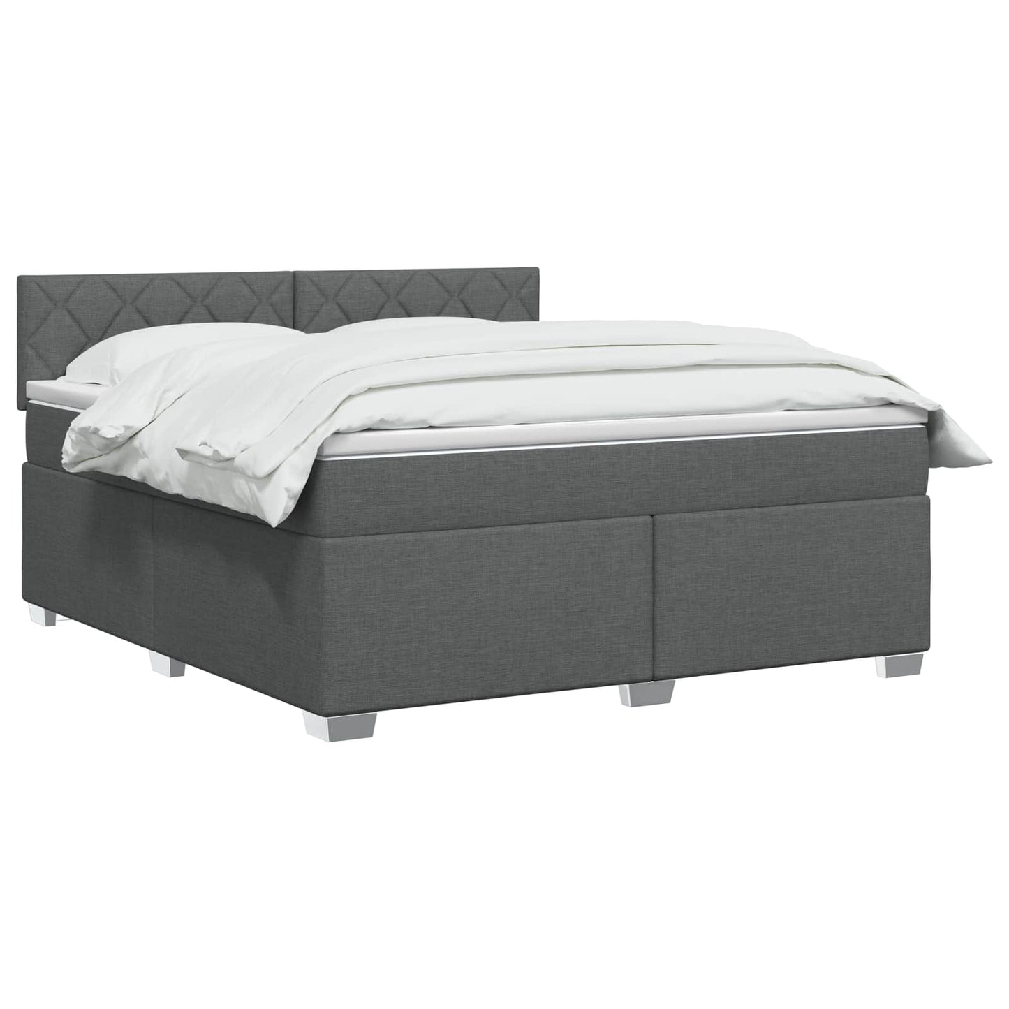 vidaXL Κρεβάτι Box Spring με Στρώμα και LED Σκούρο Γκρι 180 x 200 cm
