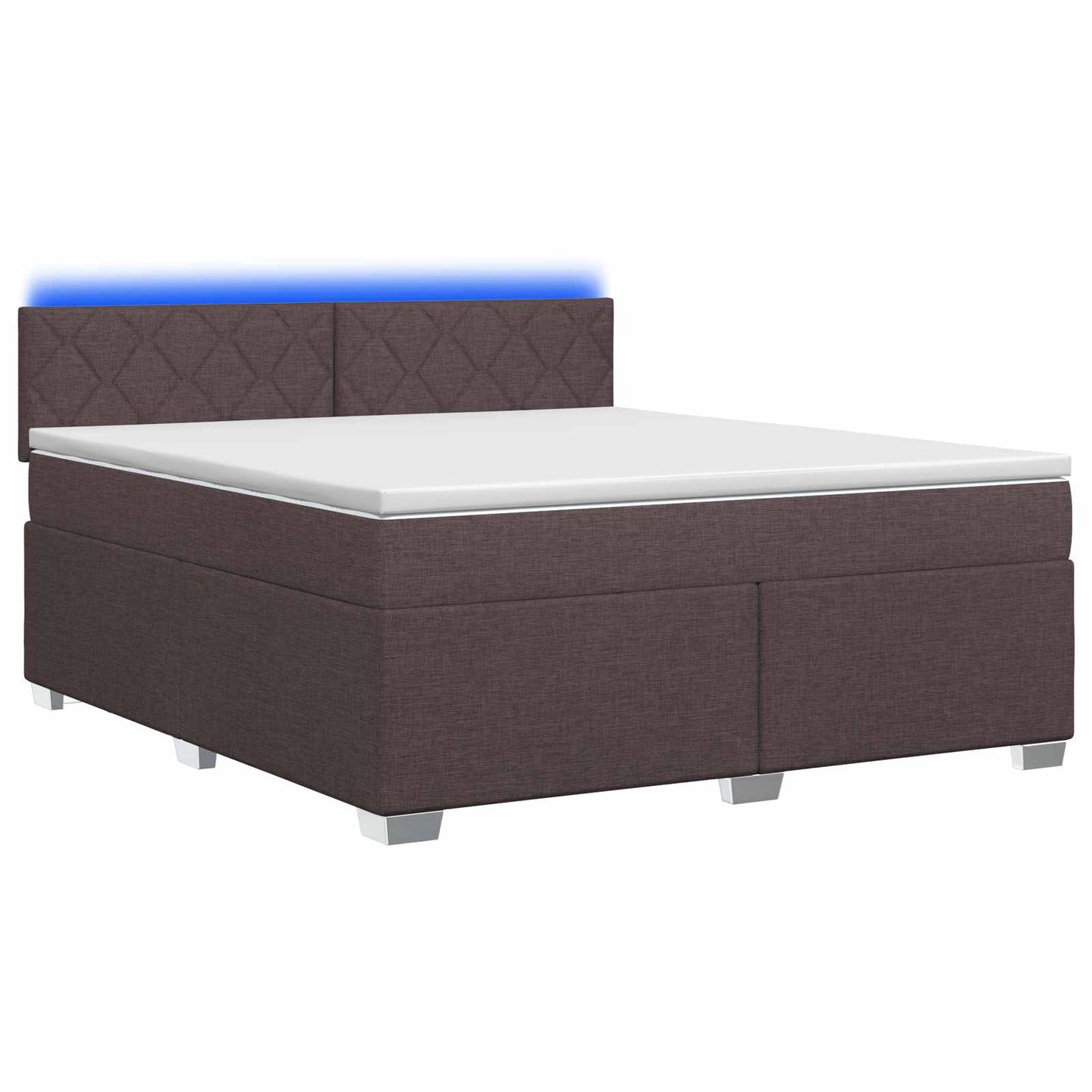 vidaXL Κρεβάτι Box Spring με Στρώμα και LED Σκούρο Καφέ 180 x 200 cm