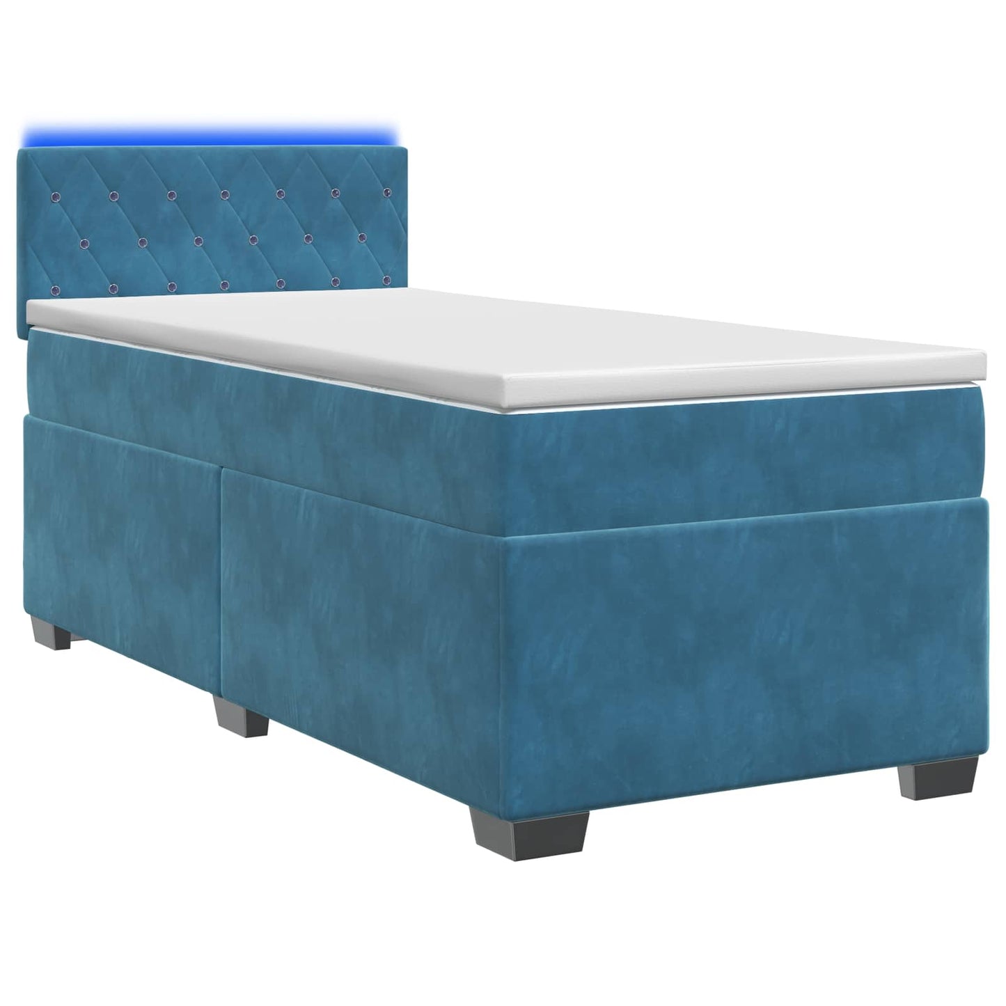 vidaXL Κρεβάτι Box Spring με Στρώμα και LED Μπλε 80 x 200 cm Βελούδο