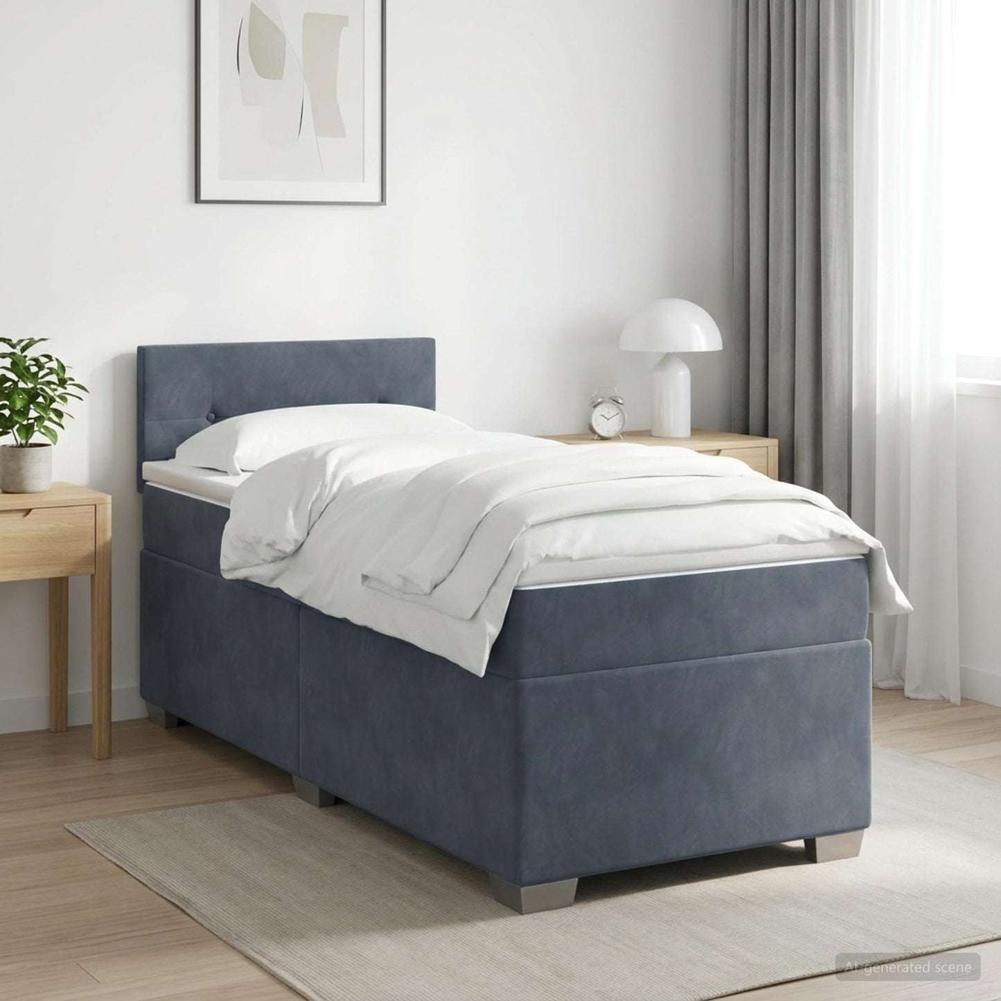 vidaXL Κρεβάτι Box Spring με Στρώμα και LED Σκούρο Γκρι 80 x 200 cm