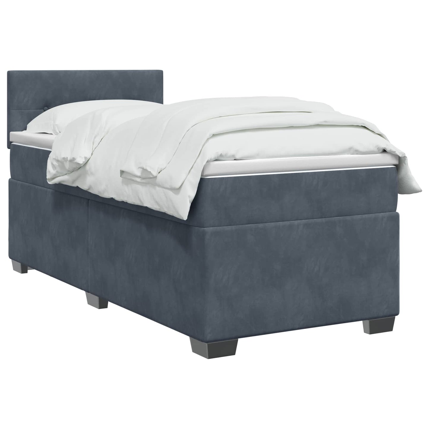 vidaXL Κρεβάτι Box Spring με Στρώμα και LED Σκούρο Γκρι 80 x 200 cm