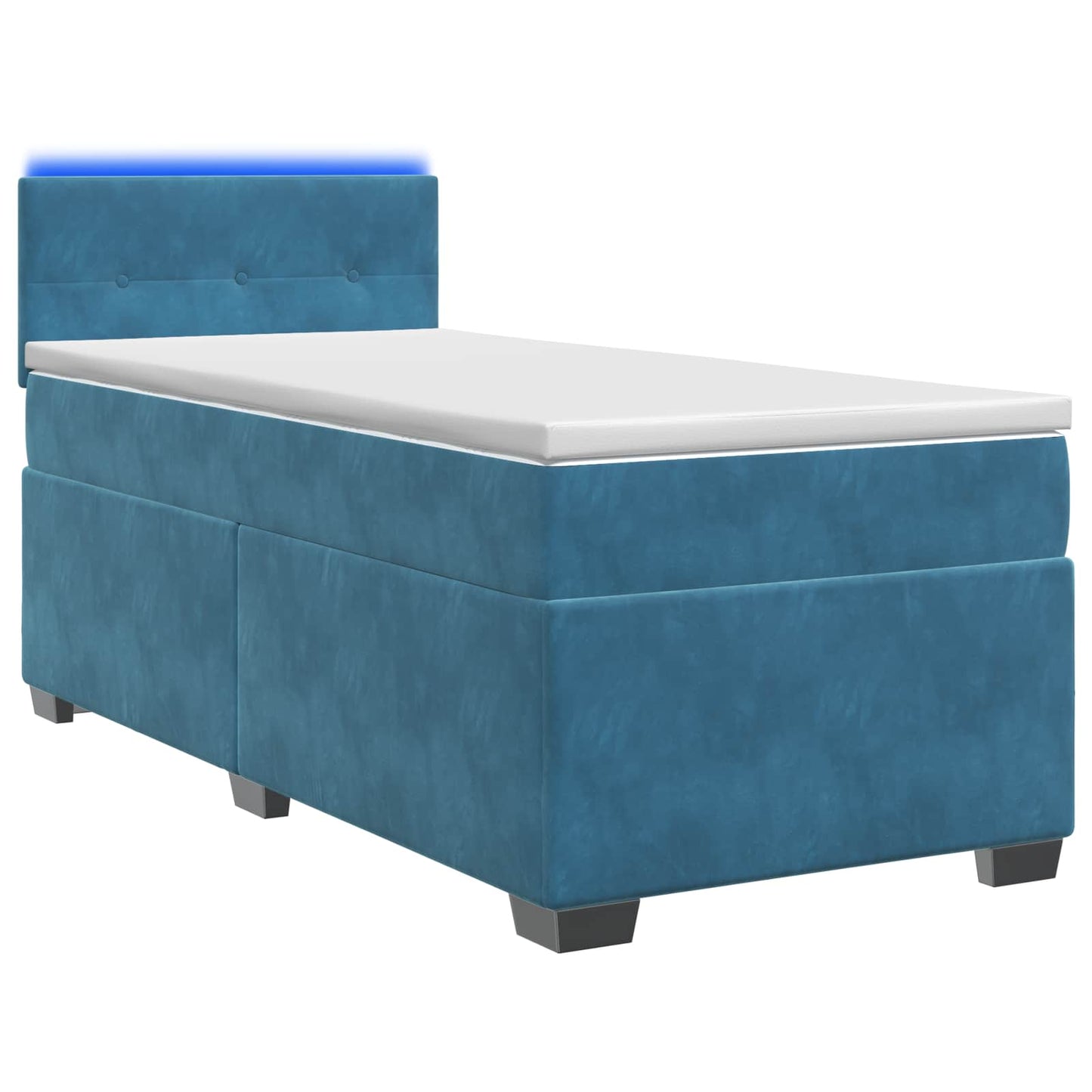 vidaXL Κρεβάτι Box Spring με Στρώμα και LED Μπλε 80 x 200 cm Βελούδο
