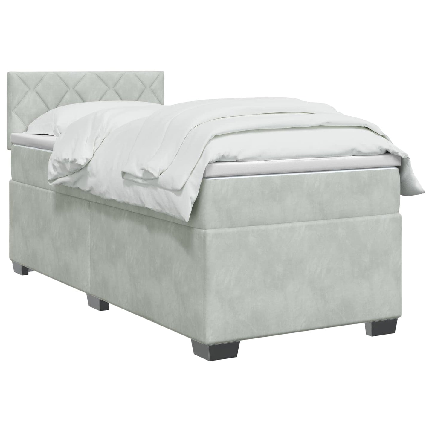 vidaXL Κρεβάτι Box Spring με Στρώμα και LED Ανοιχτό γκρι 80 x 200 cm
