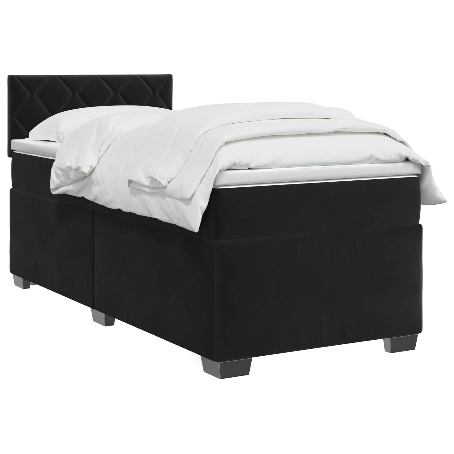 vidaXL Κρεβάτι Box Spring με Στρώμα και LED Μαύρο 80 x 200 cm Βελούδο