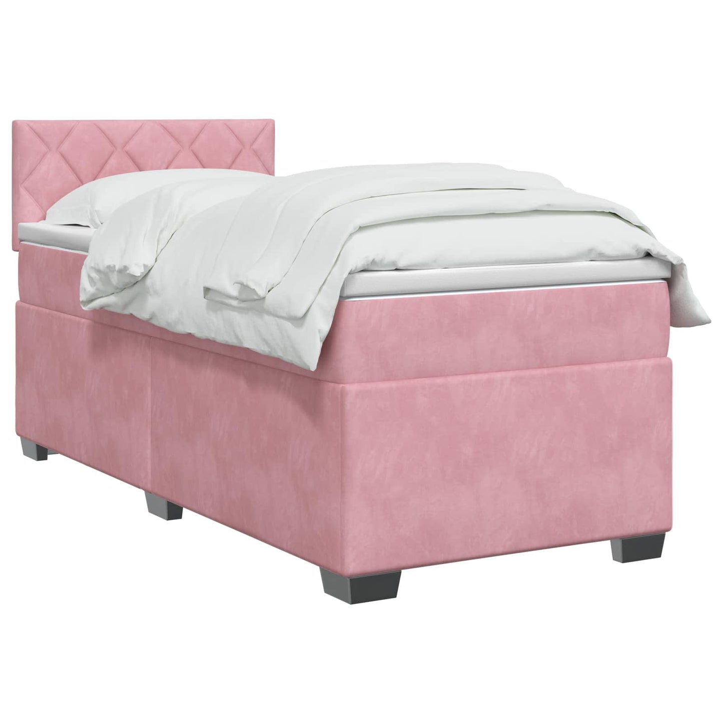 vidaXL Κρεβάτι Box Spring με Στρώμα και LED Ροζ 80 x 200 cm Βελούδο