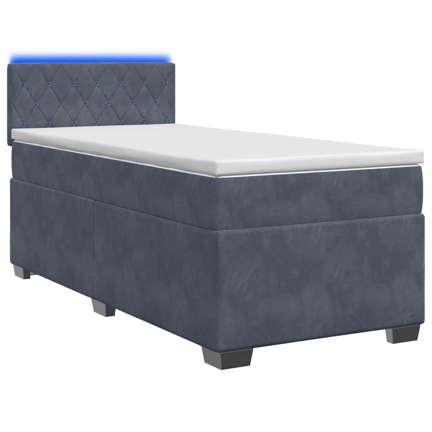 vidaXL Κρεβάτι Box Spring με Στρώμα και LED Σκούρο Γκρι 90 x 190 cm