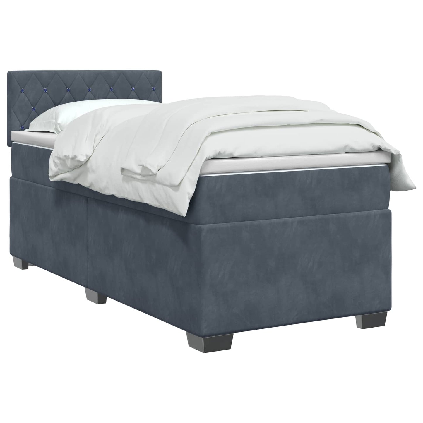 vidaXL Κρεβάτι Box Spring με Στρώμα και LED Σκούρο Γκρι 100 x 200 cm
