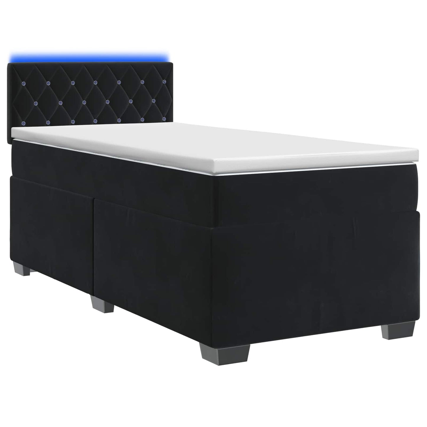 vidaXL Κρεβάτι Box Spring με Στρώμα και LED Μαύρο 100 x 200 cm Βελούδο