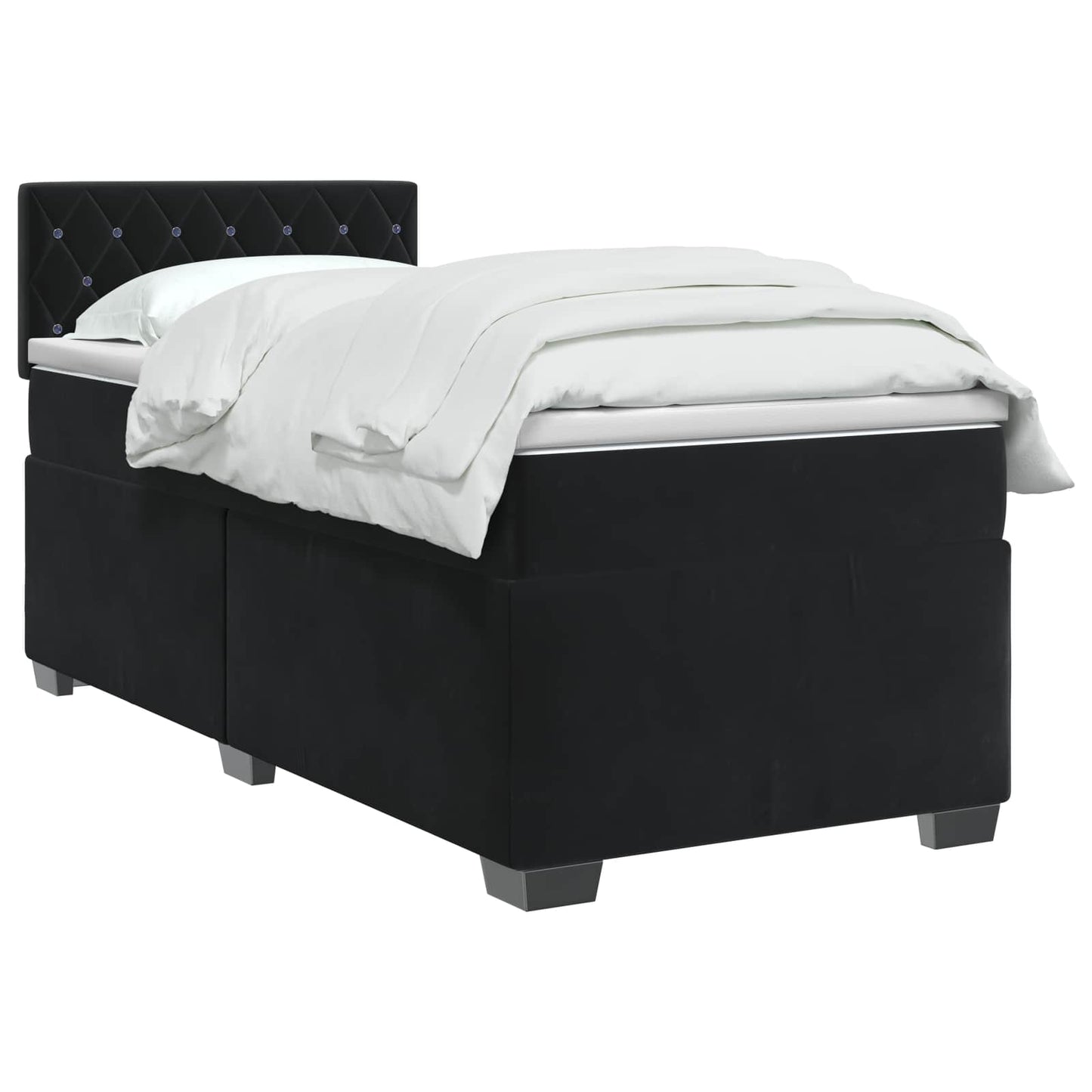 vidaXL Κρεβάτι Box Spring με Στρώμα και LED Μαύρο 100 x 200 cm Βελούδο