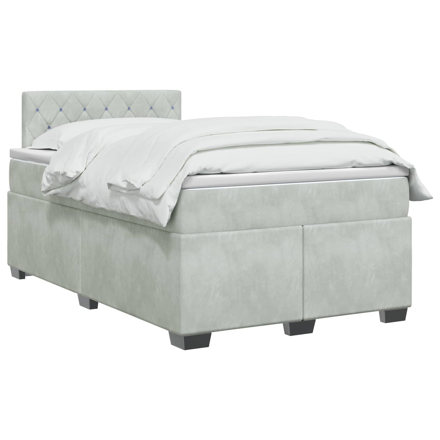 vidaXL Κρεβάτι Box Spring με Στρώμα και LED Ανοιχτό γκρι 120 x 190 cm