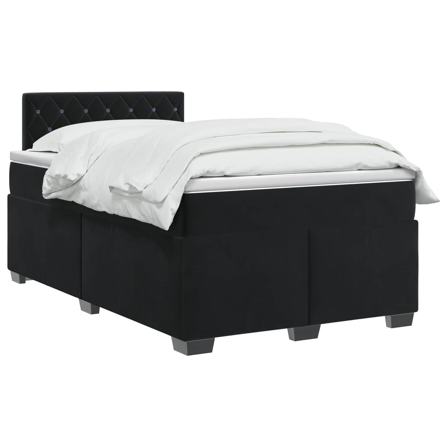vidaXL Κρεβάτι Box Spring με Στρώμα και LED Μαύρο 120 x 190 cm Βελούδο