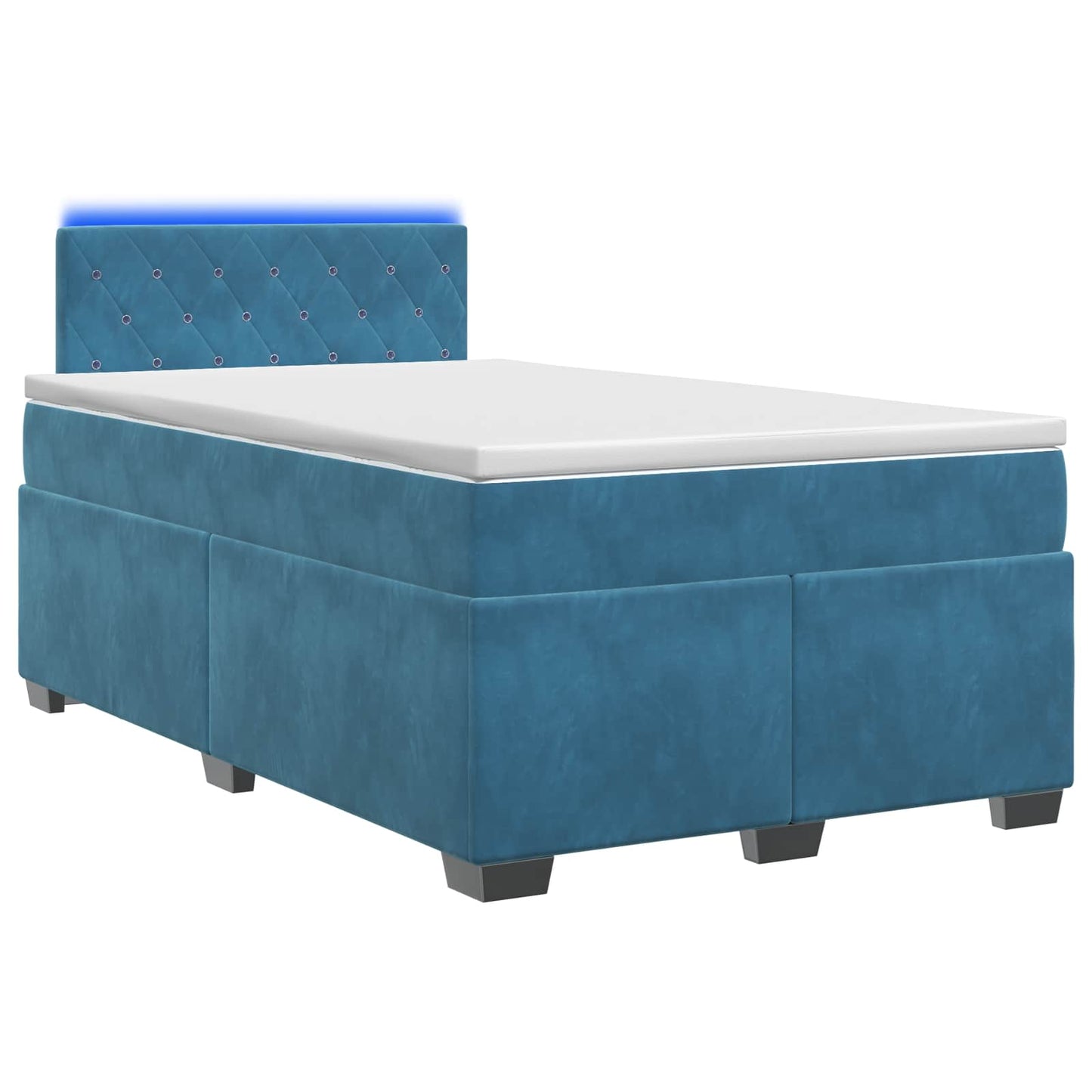 vidaXL Κρεβάτι Box Spring με Στρώμα και LED Μπλε 120 x 190 cm Βελούδο