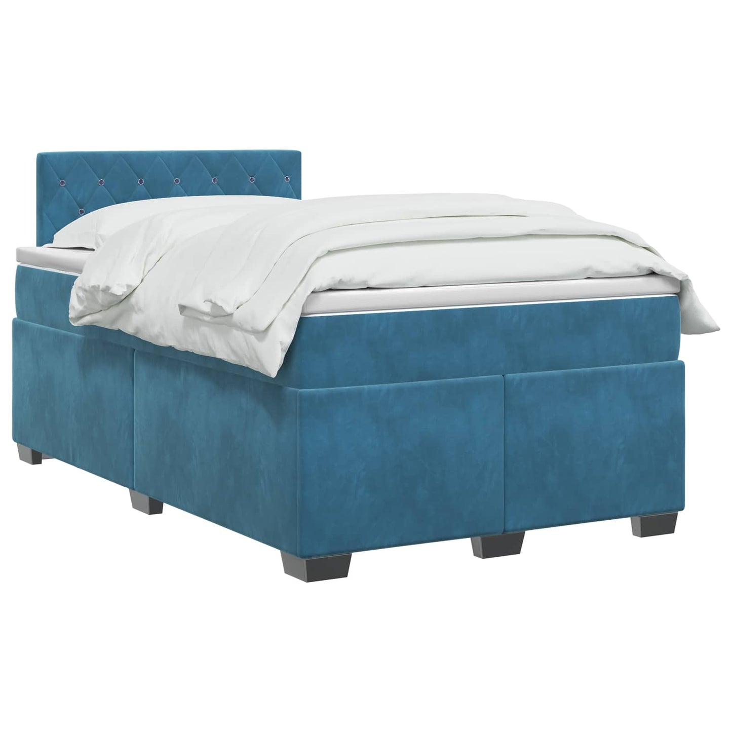 vidaXL Κρεβάτι Box Spring με Στρώμα και LED Μπλε 120 x 190 cm Βελούδο