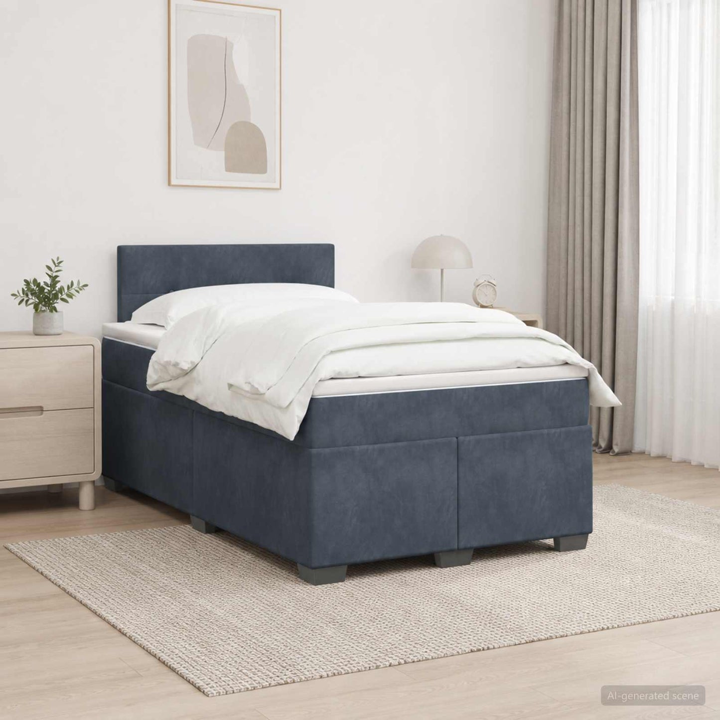 vidaXL Κρεβάτι Box Spring με Στρώμα και LED Σκούρο Γκρι 120 x 200 cm