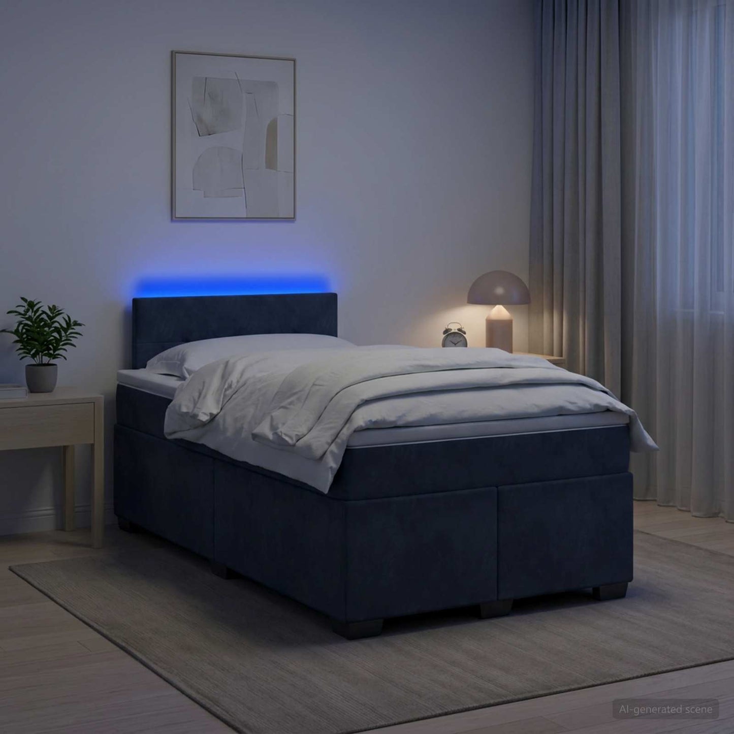 vidaXL Κρεβάτι Box Spring με Στρώμα και LED Σκούρο Γκρι 120 x 200 cm