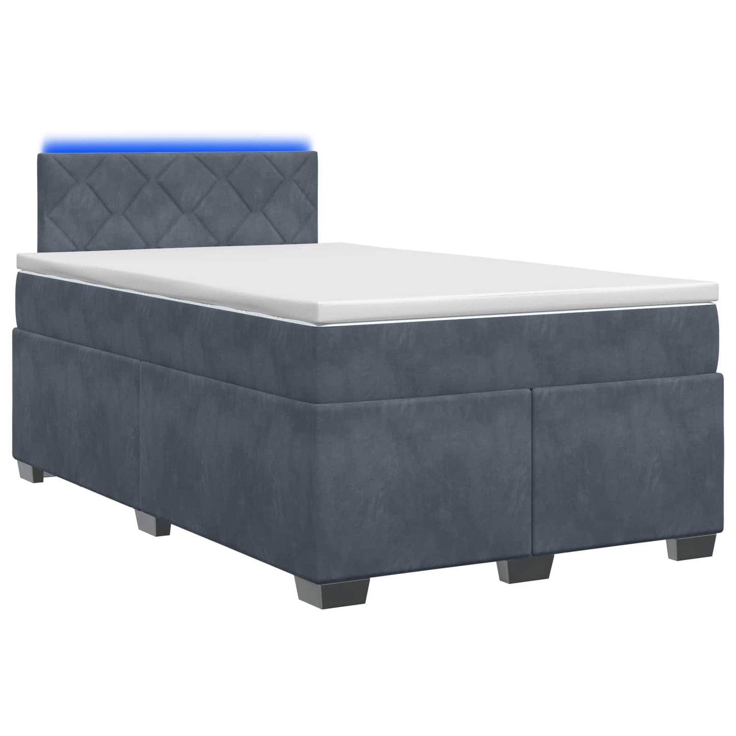 vidaXL Κρεβάτι Box Spring με Στρώμα και LED Σκούρο Γκρι 120 x 200 cm