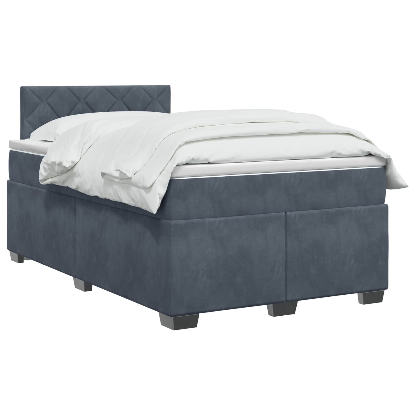 vidaXL Κρεβάτι Box Spring με Στρώμα και LED Σκούρο Γκρι 120 x 200 cm