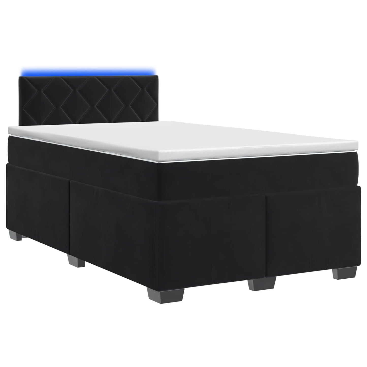 vidaXL Κρεβάτι Box Spring με Στρώμα και LED Μαύρο 120 x 200 cm Βελούδο
