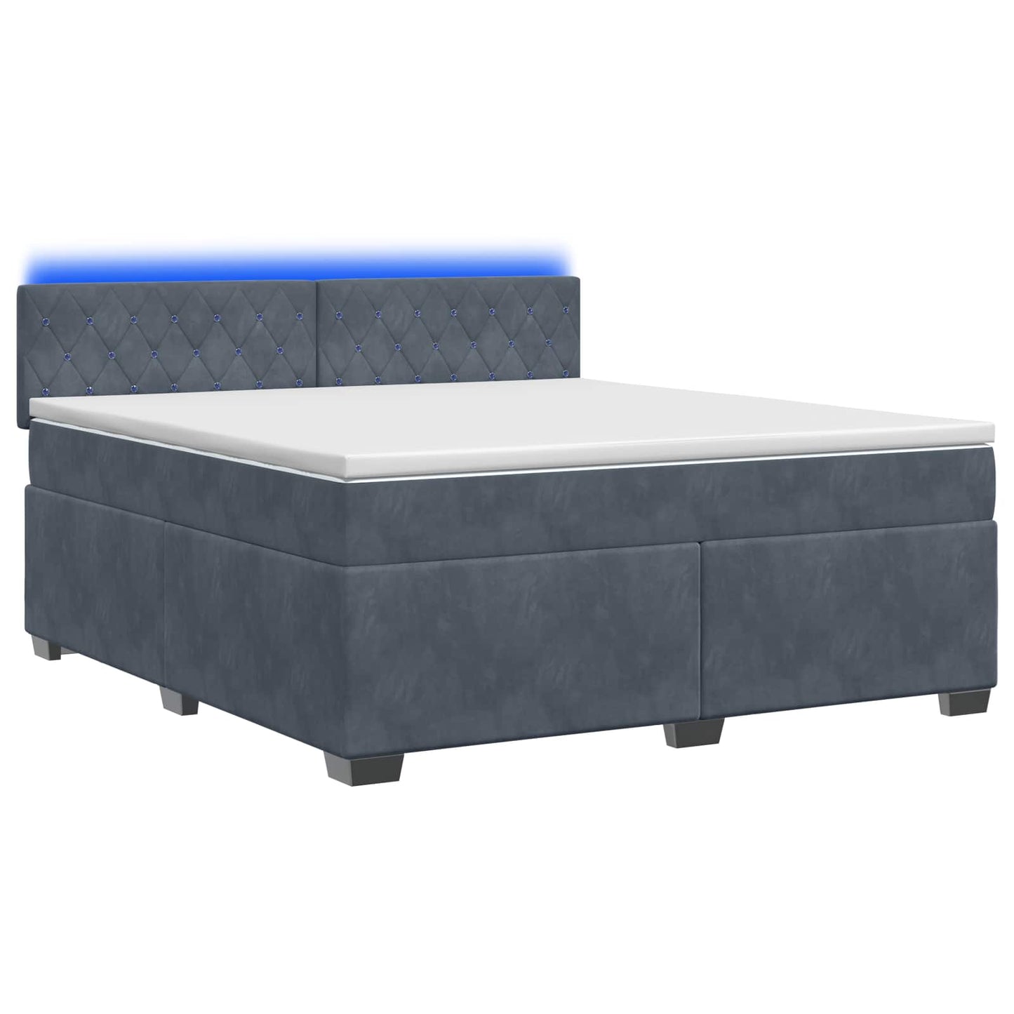 vidaXL Κρεβάτι Box Spring με Στρώμα και LED Σκούρο Γκρι 140 x 190 cm