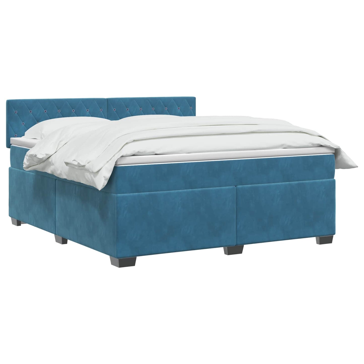 vidaXL Κρεβάτι Box Spring με Στρώμα και LED Μπλε 140 x 190 cm Βελούδο