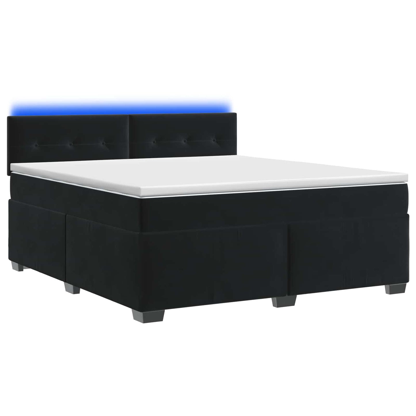 vidaXL Κρεβάτι Box Spring με Στρώμα και LED Μαύρο 140 x 190 cm Βελούδο
