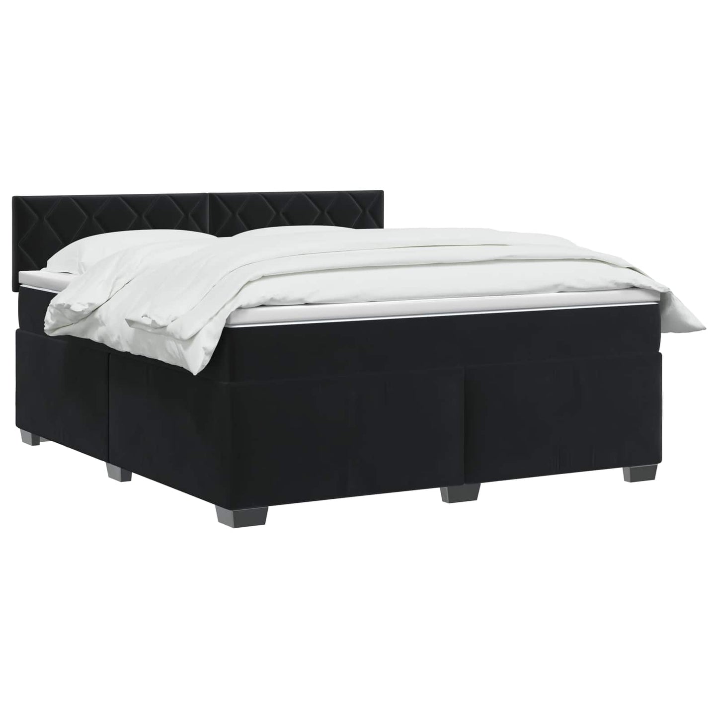 vidaXL Κρεβάτι Box Spring με Στρώμα και LED Μαύρο 140 x 190 cm Βελούδο