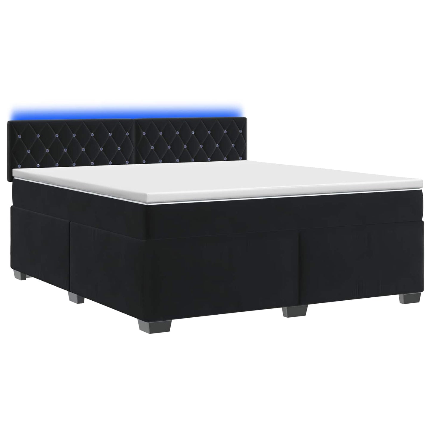 vidaXL Κρεβάτι Box Spring με Στρώμα και LED Μαύρο 140 x 200 cm Βελούδο