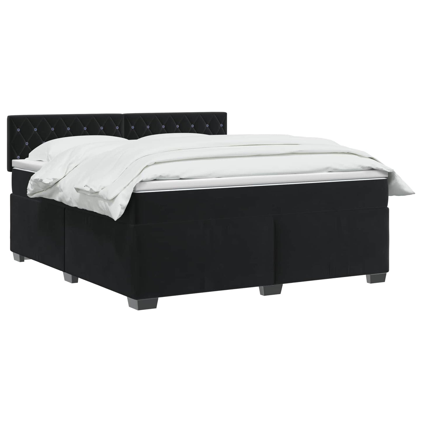 vidaXL Κρεβάτι Box Spring με Στρώμα και LED Μαύρο 140 x 200 cm Βελούδο