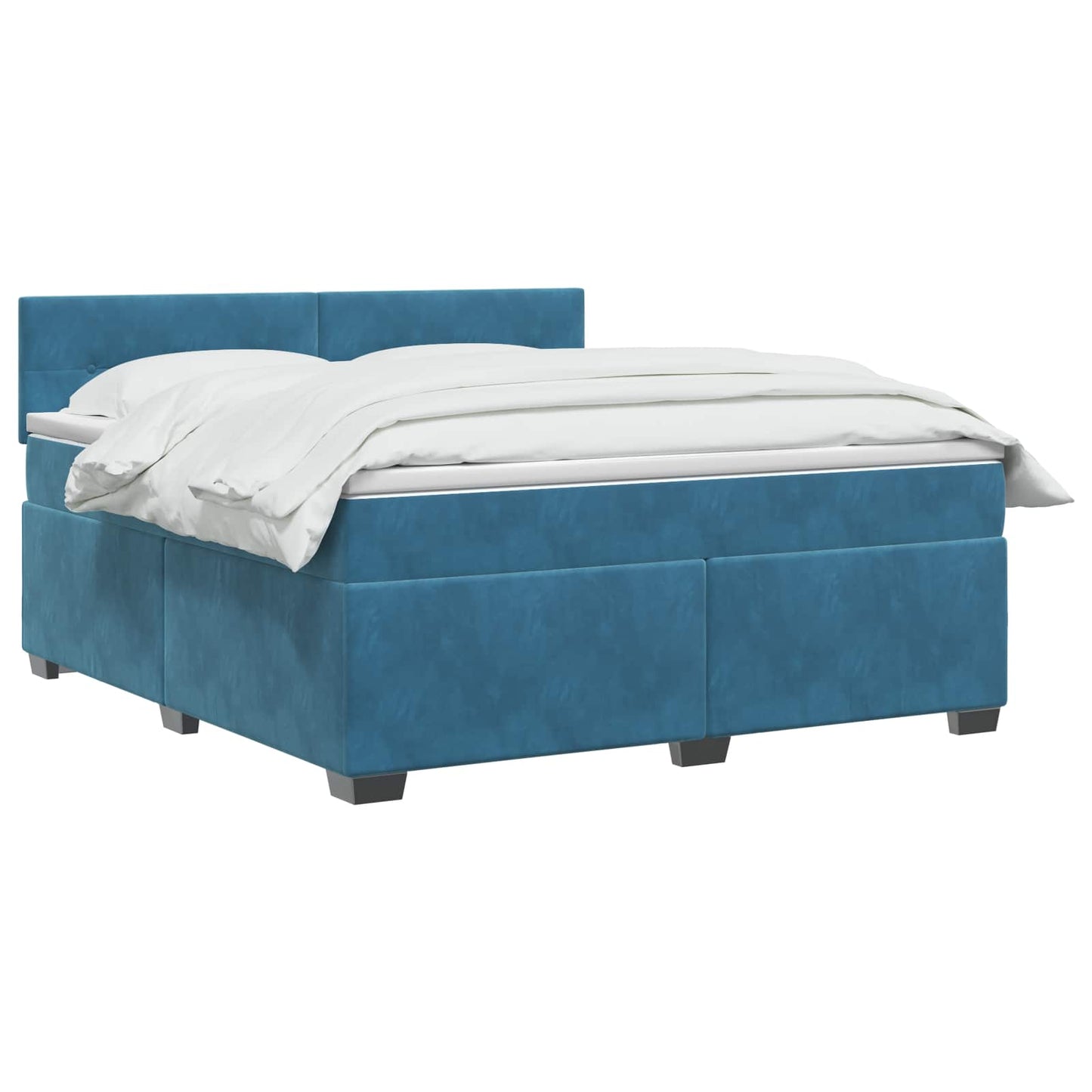 vidaXL Κρεβάτι Box Spring με Στρώμα και LED Μπλε 160 x 200 cm Βελούδο